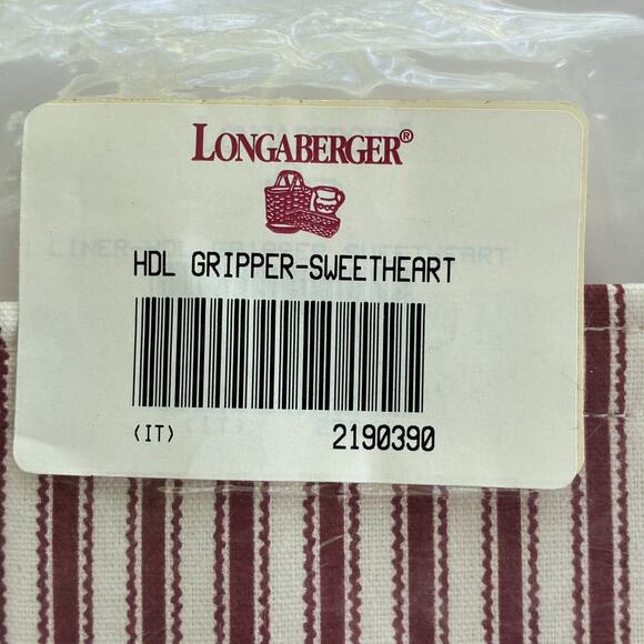 Longaberger Cotton Handle Gripper Sweetheart 2190390 New Red Ticking Stripe - Picture 4 of 6
